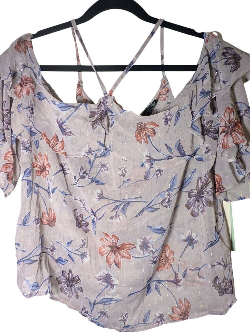 Iris Los Angeles NWT Plus Size 1XL Floral Cold Shoulder Top
